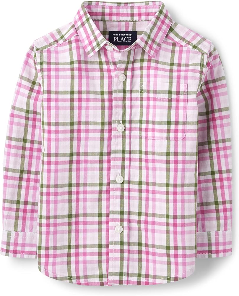 The Children's Place boys Dad And Me Poplin Button Up Long Sleeve Shirt