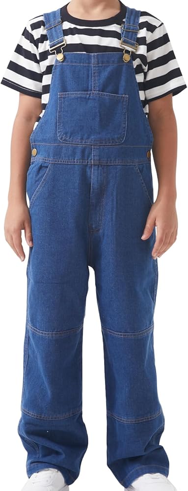 GRANDWISH Boys Bib Denim Overalls with Adjustable Straps, Kids Jean Overalls, Size 6-12