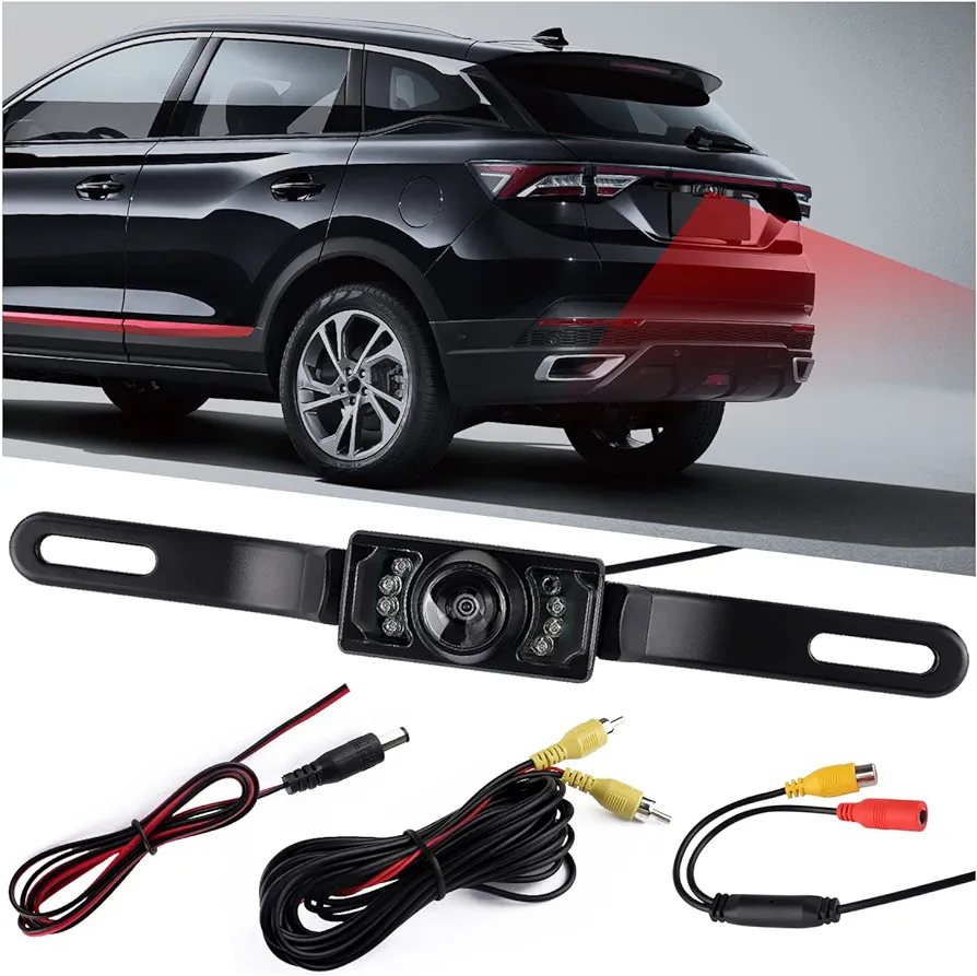 HD Backup Camera for Car with 8 LED Night Vision License Plate Camera,170° Wide Angle Waterproof Rear View Camera for Car/SUV/Truck/Van/RV Reverse Camera Systems