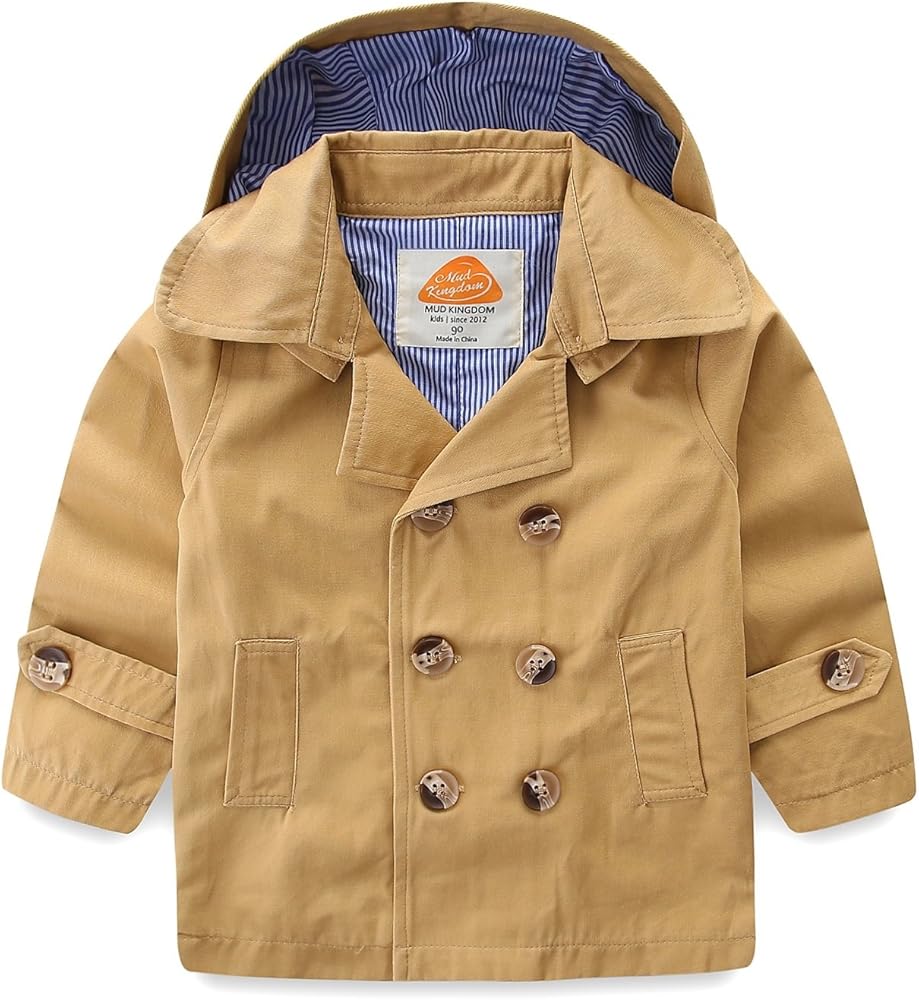 Mud Kingdom Boys Trench Coat Hooded Jacket with Removable Hood Outerwear 2-8 Years