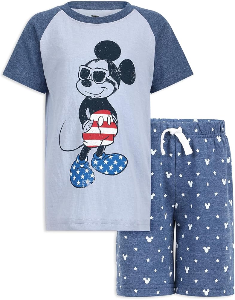 Disney Mickey Mouse Boys Short Sleeve T-Shirt and Shorts Outfit Set for Big Kids