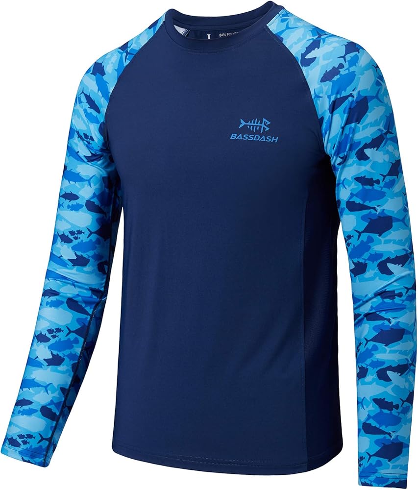 BASSDASH Youth UPF50+ Camo Long Sleeve Fishing Shirt UV Protection Quick Dry Tee