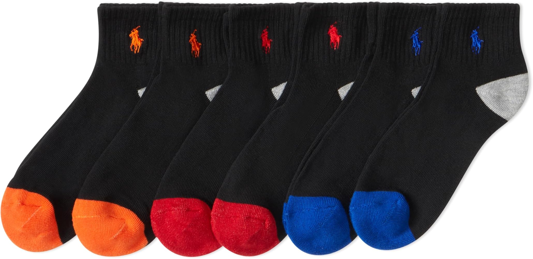 Polo Ralph Lauren Boys' Classic Sport Ankle Socks-6 Pair Pack-Soft Stretchy Yarn & Stay Up Top