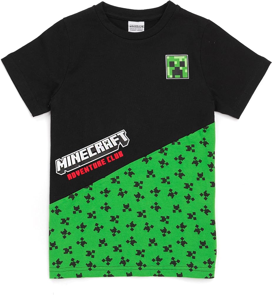 Minecraft T Shirt Boys Kids Creeper Short Sleeve Black Top Merchandise