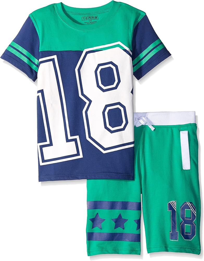 Team8 Boys' 2 Piece Set Sleeve T-Shirt with French Terry Printed Short